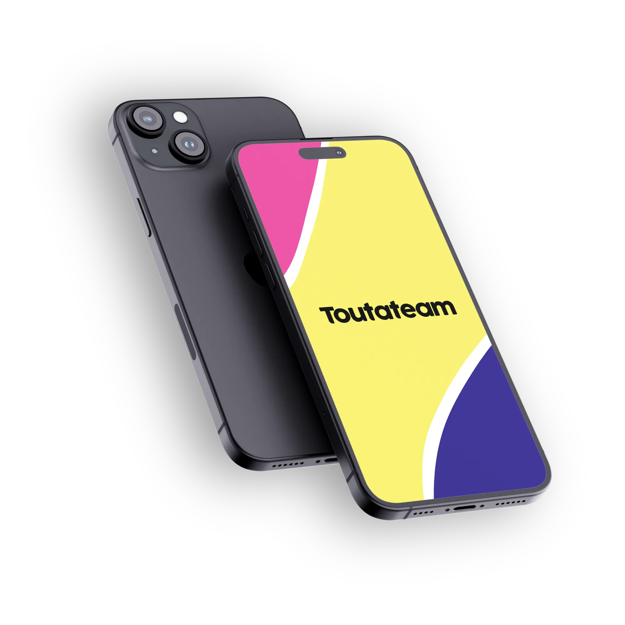 téléphone recto verso avec fond d'écran Toutateam