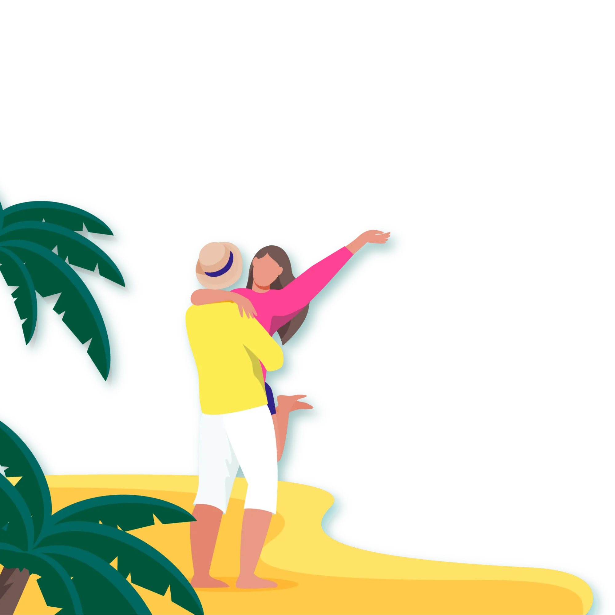 image de deux personnes sur une plage avec palmier