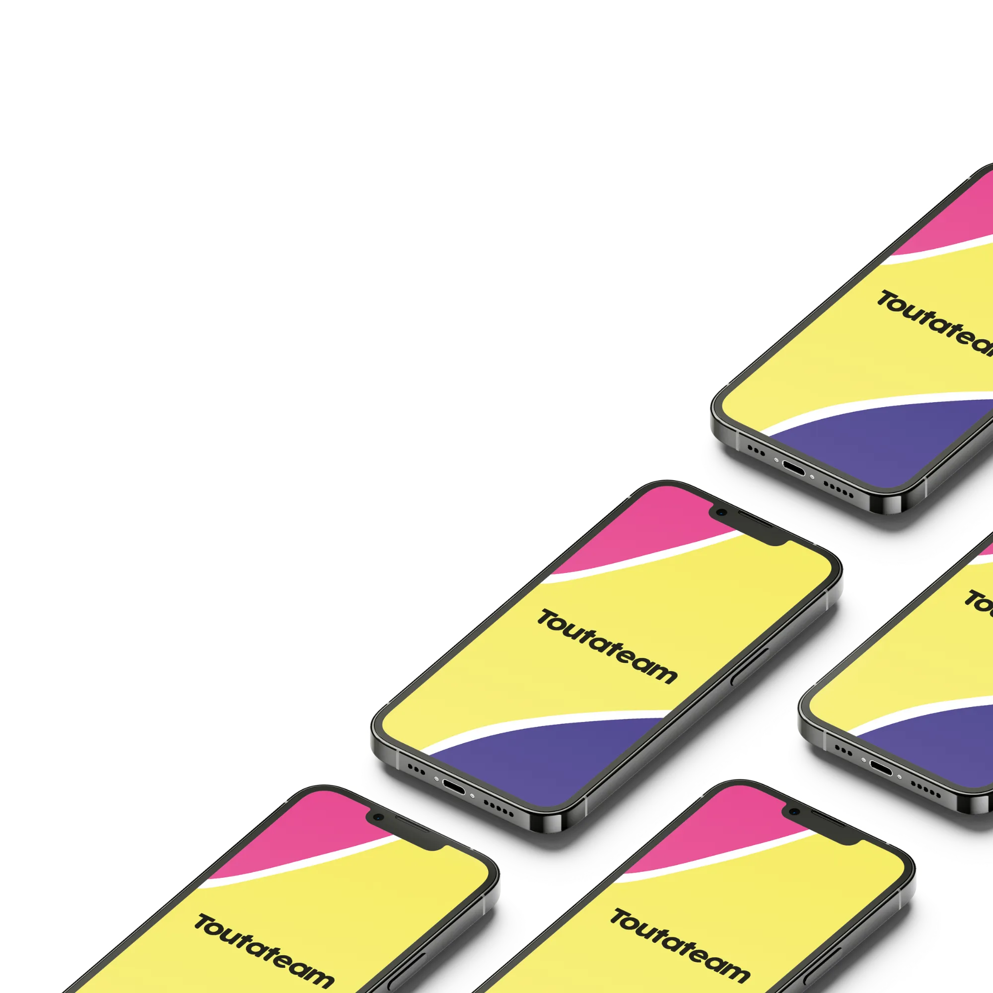 image de plusieurs téléphones avec fond d'écran Toutateam