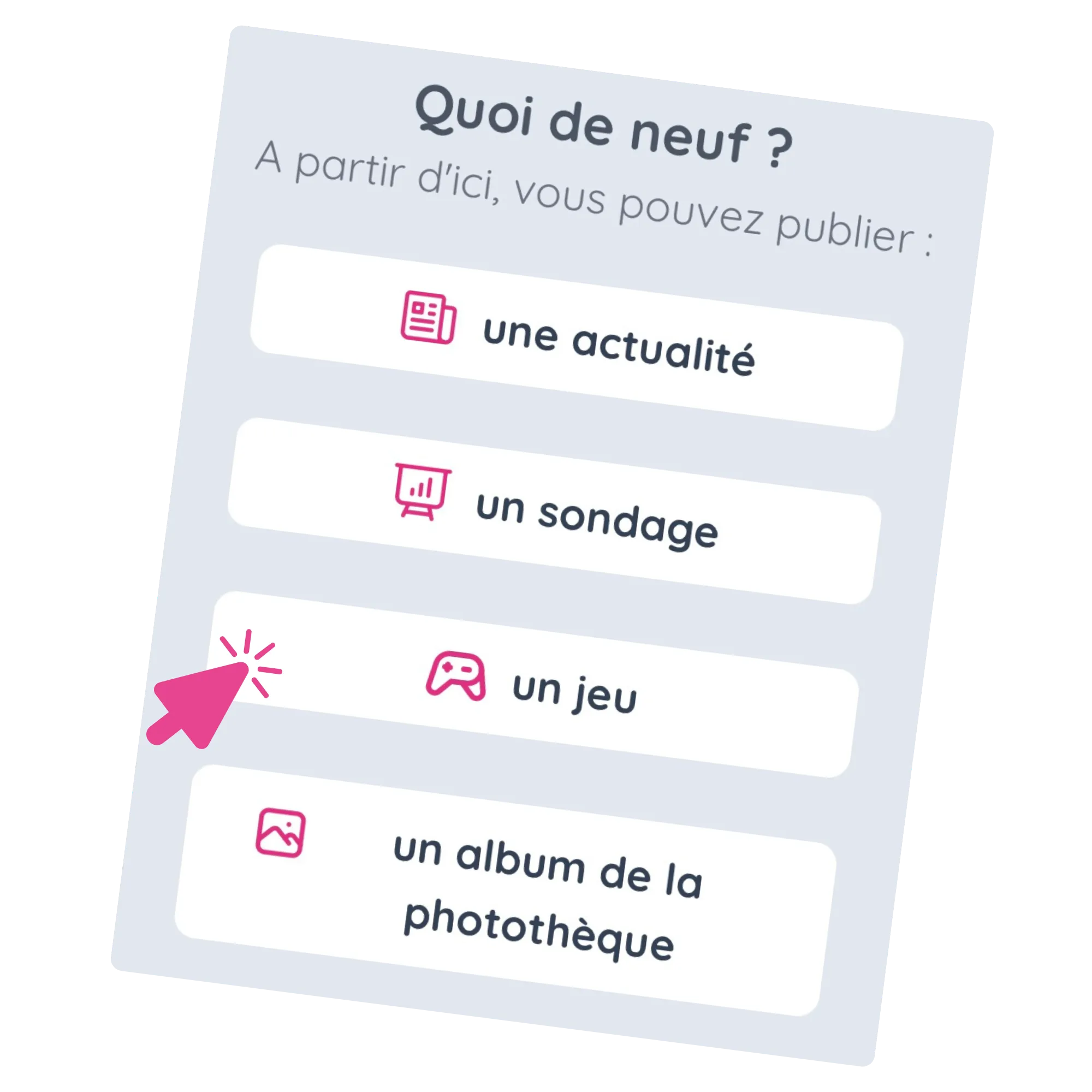 image d'un encart avec des modules de création de la plateforme Toutateam